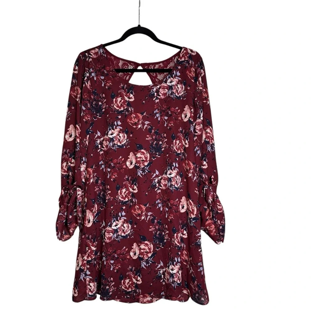 Speechless XL Maroon Floral Dress